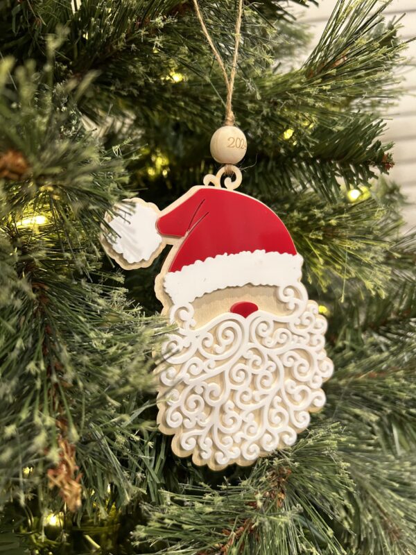 Curly Beard Santa Ornament - Image 3