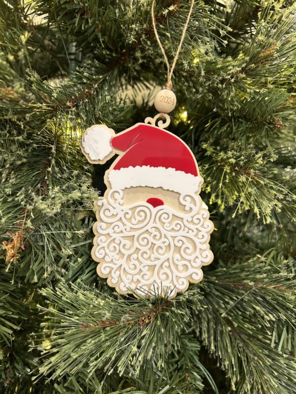 Curly Beard Santa Ornament